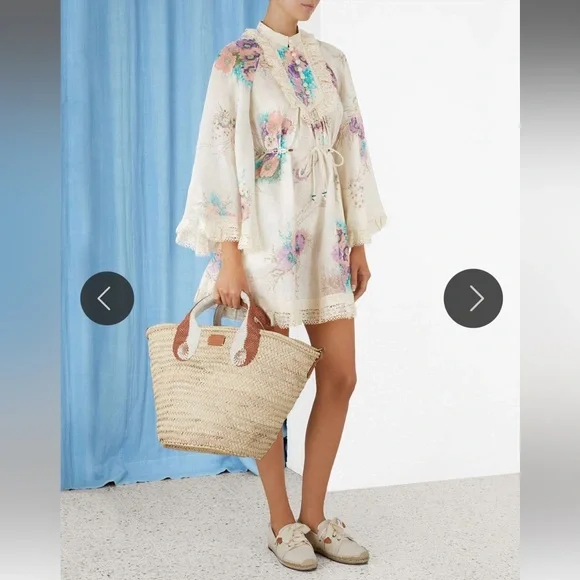 Zimmermann Jude Lace Trim Swing Dress in Bright Floral 0P - Picture 7 of 9